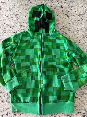 Minecraft hoodie and Gap gamer hoodie Kids Green Pixel-Pattern with Face Hood